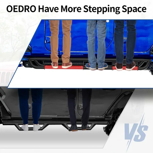 Miniatura 5 de oEdRo Estribos Totalmente de Acero con Placas de Escalón Pintables, Peldaños Laterales Atornillables Compatibles con Jeep Wrangler 4XE 2018-2026