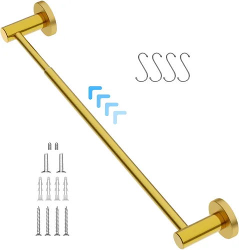 Miniatura 10 de Toallero de baño ajustable negro mate de 16 a 27.6 pulgadas, toallero individual de acero inoxidable 304, soporte para toallas montado en la pared