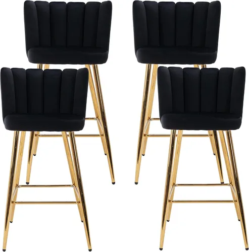 Miniatura 19 de Velvet - Taburetes de bar de 30 pulgadas de altura, juego de 2 taburetes de cocina modernos tapizados, taburetes de mostrador con patas de metal