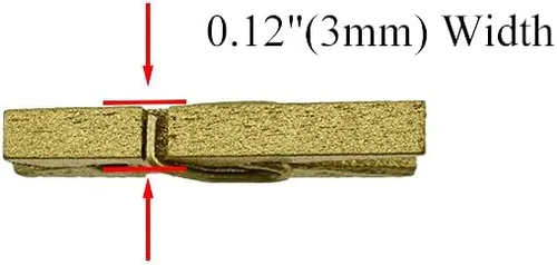 Miniatura 3 de HAHIYO Pinzas para ropa de madera doradas, mini pinzas para la ropa, no se deshacen de 1 pulgada de largo, paquete de 80 resortes resistentes