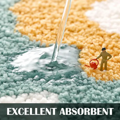 Miniatura 3 de Alfombra de baño curvada en forma de flor verde, de 40 x 19 pulgadas, antideslizante, absorbente de agua, bonita alfombra floral para tina, alfombra