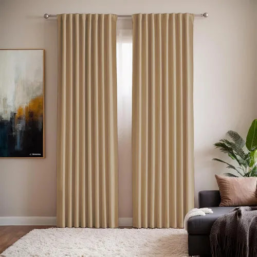 Miniatura 10 de Cortinas opacas de terciopelo beige para dormitorio de 52 x 72 pulgadas de largo, juego de 2 paneles - Cortinas con bloqueo de luz UV y reducción