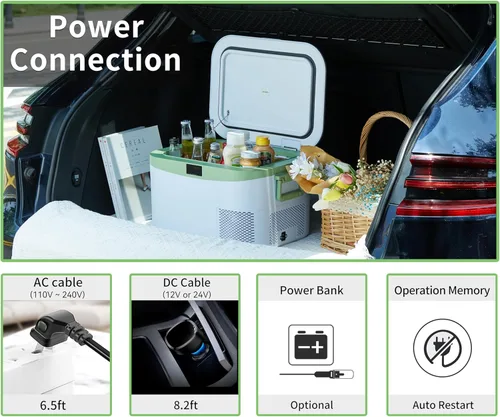 Miniatura 5 de Megiu Refrigerador portátil de 12 voltios para auto, congelador de 13.5 cuartos (12.8 litros), enfriador con compresor 12V/24V CC 110～240 voltios CA