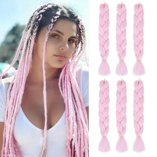 Miniatura 11 de Extensiones de cabello sintético para trenzar ombré, extensiones de cabello sintético jumbo para trenzas, de alta temperatura