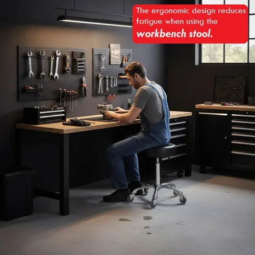 Miniatura 6 de Kaleurrier Taburete giratorio ajustable – Taburetes de peluquería resistentes – Taburetes hidráulicos de trabajo con ruedas para peluquería, salón