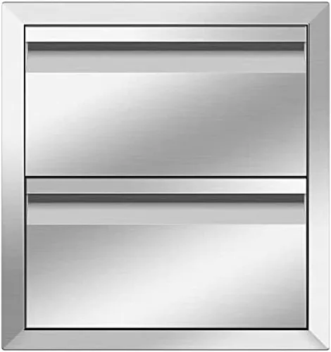 Miniatura 2 de Cajones de cocina para exteriores, cajones de acceso dobles para barbacoa con mango de acero inoxidable, cajones de isla para cocinas al aire libre