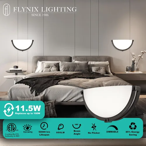 Miniatura 2 de Aplique de pared LED regulable de 13 pulgadas, lámpara de pared media luna, temperatura de color ajustable de 3000K/4000K/5000K, lámparas modernas