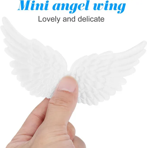 Miniatura 5 de Healeved 12 piezas de mini alas de ángel adornos de bricolaje alas decorativas para mochilas, accesorios de ropa, alas pequeñas creativas para Blanco