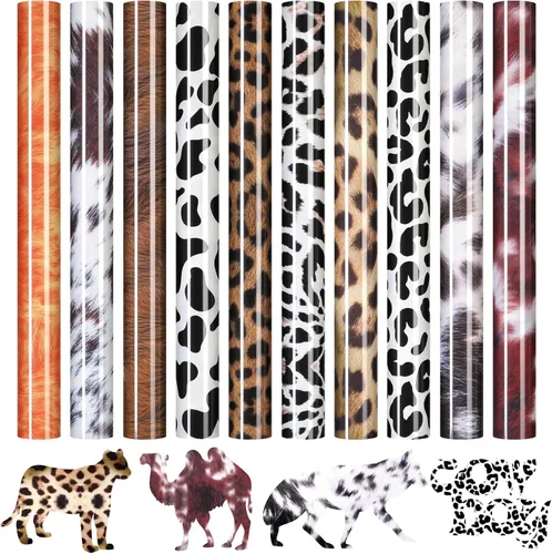 Miniatura 11 de HTVRONT Leopard HTV - Vinilo de transferencia de calor de 8 piezas, vinilo para planchar con estampado de leopardo para camisetas, fácil de cortar