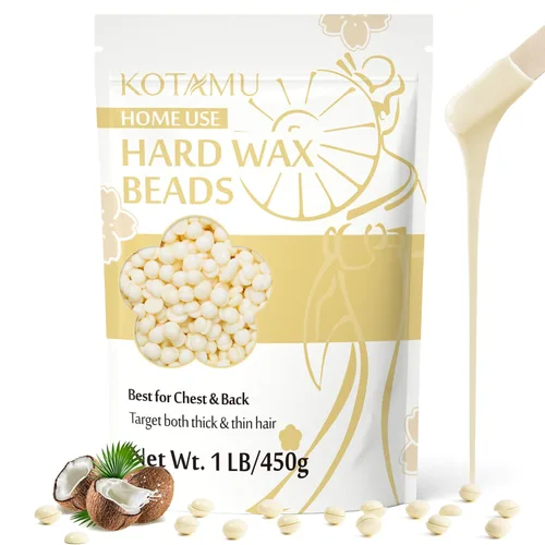 KOTAMU - Perlas de cera dura para depilación - 1 lb, fórmula para piel sensible y cabello grueso, para todo el cuerpo, cara, pecho, espalda, Blanco