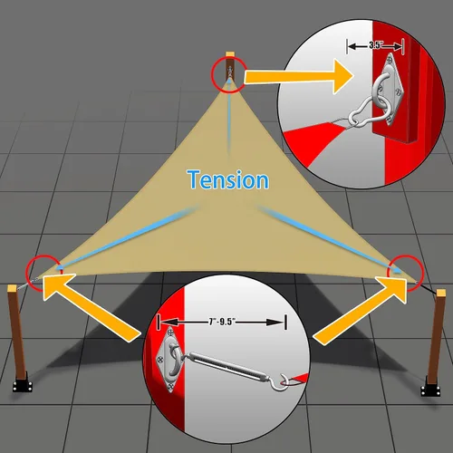 Miniatura 4 de Royal Shade Kit de herramientas de cables de alambre de 36 pies (12 pies x 3) para toldo triangular para toldos de vela, revestimiento de PVC, metal