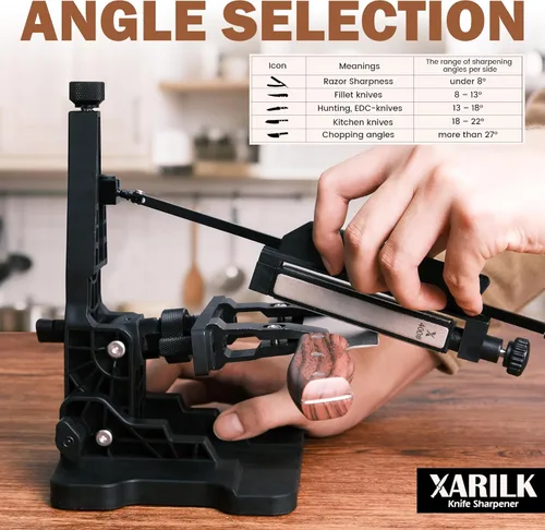 Miniatura 2 de Afilador de cuchillos portátil plegable XAR-FS1, sistema de afilado de ángulo ajustable con juego de piedras de diamante 240#, 400#, 800#, 2000#