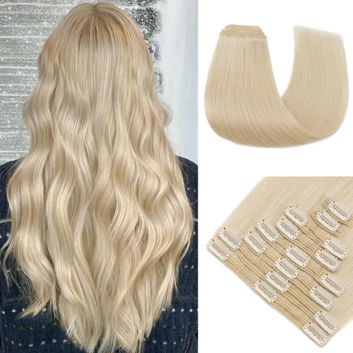 Miniatura 12 de 10 –22 pulgadas doble trama extensiones de cabello 100% humano clip en de trama Grado 7 a calidad Grueso Largo Suave Sedoso recta 8pcs 18 Clips