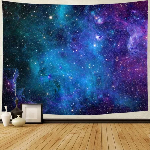 Lahasbja Tapiz de galaxia con cielo estrellado azul, universo espacial, tapiz para colgar en la pared, misteriosa nebulosa, estrellas, telón de