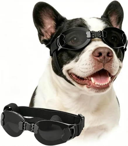 Miniatura 9 de Gafas de sol para perros de raza media, protección ocular para perros medianos, resistentes al viento, color negro