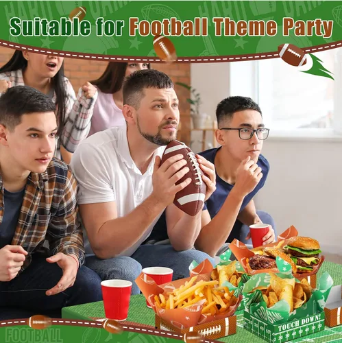 Miniatura 7 de Paquete de 50 bandejas de papel para fiestas de fútbol, decoraciones de fiesta de superbowl, papel desechable para servir alimentos, barcos