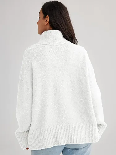 Miniatura 4 de LILLUSORY Suéter de manga larga de cuello alto para mujer, de gran tamaño, para otoño, grueso, cálido, para otoño
