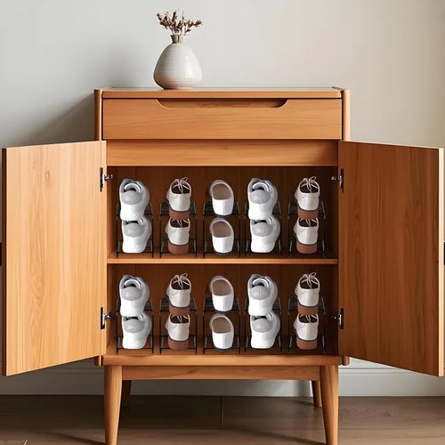 Miniatura 7 de Paquete de 12 organizadores de metal para zapatos, soporte de doble capa para zapatos, apilador, estante de almacenamiento de hierro, soporte