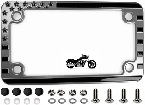 Miniatura 9 de MULL Marco de matrícula de aluminio para motocicleta con bandera estadounidense en relieve 3D, color negro (paquete de 1)