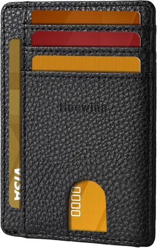 Miniatura 21 de Hoewina Cartera delgada para hombre, bolsillo frontal minimalista con bloqueo RFID, billetera de cuero delgada para tarjetas de viaje, regalos