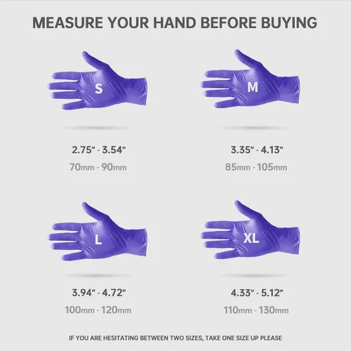 Miniatura 6 de Medguy Medical Nitrile Exam Gloves, 4 Mil Powder-Free Latex-Free Disposable Food-Safe Cooking Cleaning, Blue-Violet 100 Pcs Large (azul-violeta)