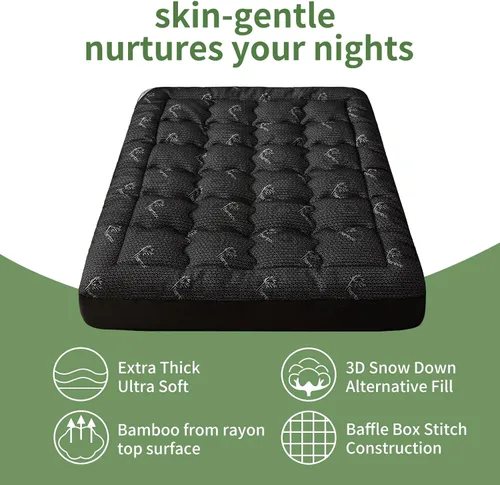 Miniatura 6 de Cubrecolchón prémium 100% impermeable tamaño individual, transpirable, protector de cama de rayón de bambú, funda de sábana de bolsillo profundo
