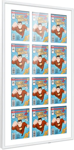 Miniatura 36 de Poster Palooza Marco de cómic con paspartú para 1 cómic de la Edad de Bronce publicado entre 1970 y 1985, marco de cómic negro para cómic de 7.25 x