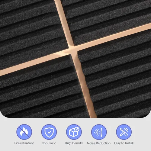 Miniatura 6 de Paquete de 80 paneles de espuma acústica, paneles de espuma a prueba de sonido de 1 x 12 x 12 pulgadas, paneles de absorción de sonido de alta
