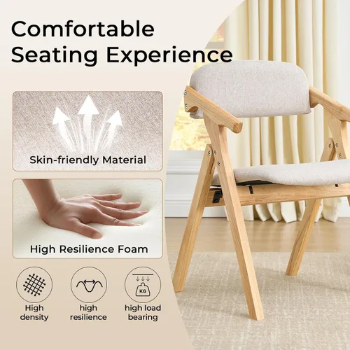 Miniatura 4 de Sillas plegables con asientos acolchados, silla de comedor apilable de madera, sillas de comedor plegables fáciles de almacenar para cocina, sala