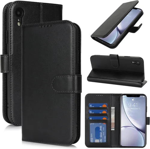 Miniatura 8 de Funda tipo cartera para iPhone XR con tarjetero, para iPhone Xr para mujeres y hombres, piel sintética a prueba de golpes con hebilla magnética