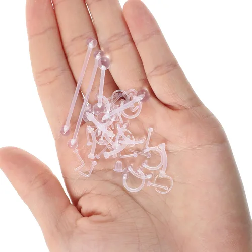 Miniatura 3 de Yolev 66 piezas de retenedores de piercing transparentes para cirugía – Flexible Bioflex nariz tabique oreja ceja lengua ombligo anillos