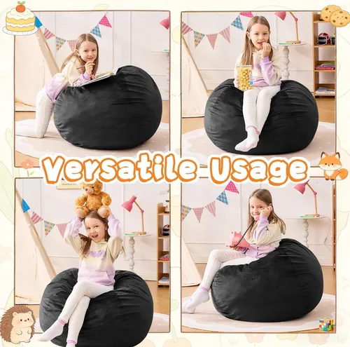 Miniatura 7 de Puf para niños – Silla redonda de espuma viscoelástica de 2.5 pies – Sofá puff para niños y adolescentes con funda de microfibra suave – Sofá