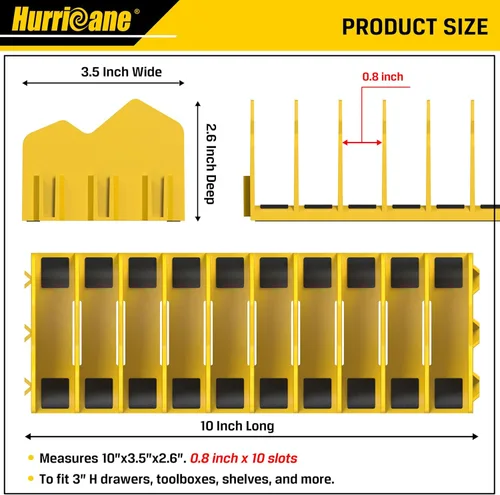 Miniatura 2 de HURRICANE Estante Organizador de Alicates, Estante para Alicates y Cortadores de 10 Ranuras con Base de Goma Antideslizante, Organizador y Amarillo