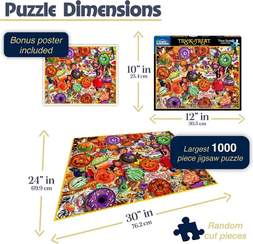 Miniatura 2 de White Mountain Rompecabezas de Halloween de 1000 piezas para collage de alimentos de otoño y otoño, piezas grandes, regalo para adultos y familia