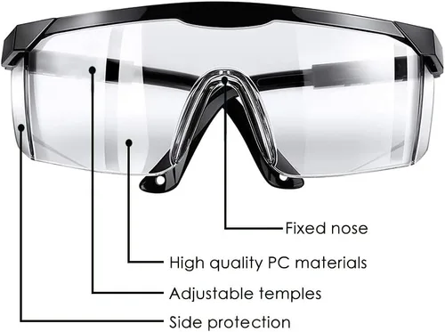 Miniatura 3 de Gafas de seguridad, 5 gafas protectoras ajustables de visión amplia, gafas de seguridad ligeras a prueba de niebla