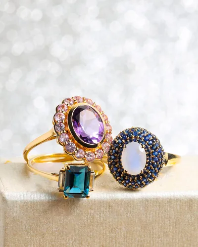 Miniatura 6 de YoTreasure Anillo de topacio blanco de 1.91 quilates, topacio azul de Londres, joyería de oro amarillo de 14 quilates, Metal Metal Piedra preciosa