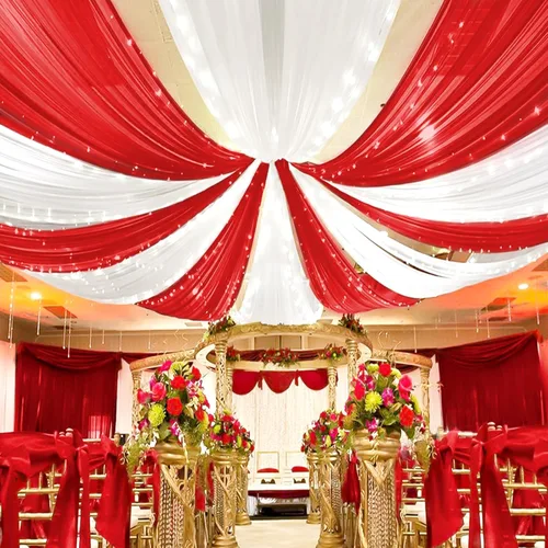 Miniatura 11 de 6 paneles de cortinas blancas para techo de boda, cortinas de techo de 5 x 10 pies, cortinas de tela transparente para arco de boda, cortinas