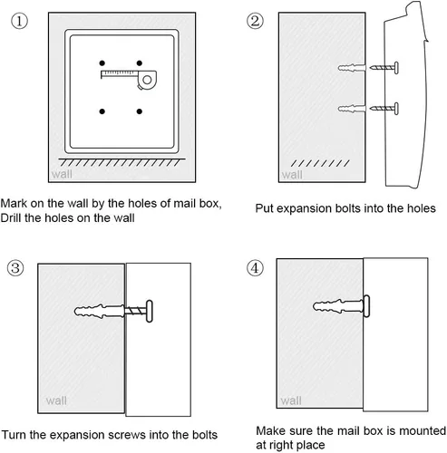 Miniatura 7 de Decaller Buzón montado en la pared con cerradura de llave, buzón de metal a prueba de óxido para exteriores, 15.2 x 10.1 x 3.3 pulgadas, 006 negro