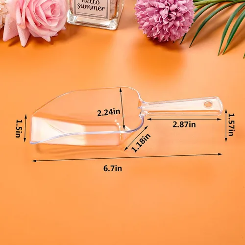 Miniatura 2 de Roshtia 12 pinzas de plástico para servir, mini pinzas de cocina y cucharas de plástico para cocina, cuchara de hielo transparente, mini cuchara