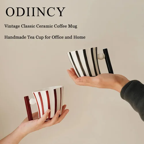 Miniatura 2 de Tazas de café de cerámica roja, taza de café hecha a mano para la oficina y el hogar, tazas de café artísticas para mujeres para mamá, taza roja