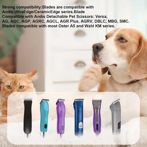 Miniatura 5 de 3 cuchillas 7FC de repuesto para aseo de perros compatibles con Andis Dog Clipper, hoja de cerámica y hoja de acero inoxidable Paquete de 3 #7FC