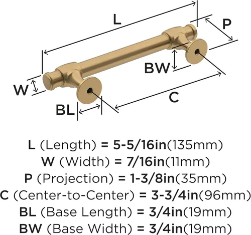 Miniatura 6 de Amerock Mango de gabinete Bronce champán 3-3/4 pulgadas (96 mm) de centro a centro Winsome paquete de 1 unidad Tirador de cajón Manija