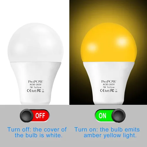 Miniatura 2 de Bombillas amarillas para insectos, del atardecer al amanecer, LED de 7 W, equivalente a 40 W, A19, encendido y apagado automático inteligente, 580