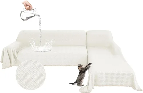 Miniatura 13 de Fundas impermeables para sofá modular en forma de L, 2 piezas, lavable, en forma de L, protector de muebles acolchado de jacquard para perros, Gris