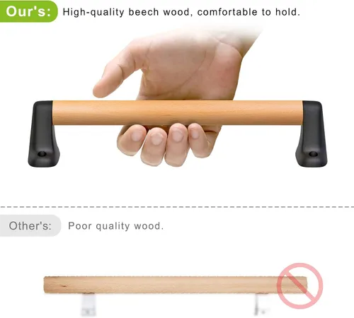Miniatura 4 de SELEWARE Asa de seguridad para patio de recreo de 17 pulgadas, mango de madera para niños, asas de agarre para patio de juegos, casa de árbol