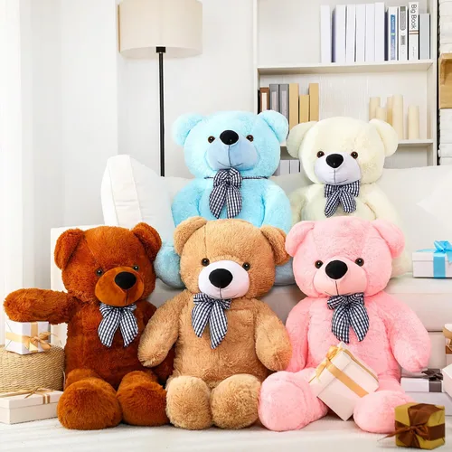 Miniatura 3 de Soulchen Oso gigante de 47 pulgadas, suave, grande, de peluche, de gran tamaño, con lazo, regalo de cumpleaños, baby shower, recuerdos de fiesta