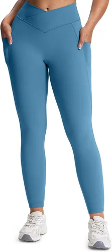 Miniatura 33 de Aoxjox Trinity - Pantalones de yoga de cintura alta con bolsillos para mujer, control de abdomen, cintura cruzada, leggings de entrenamiento suaves