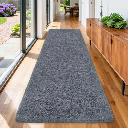 Miniatura 75 de Alfombras verdes para dormitorio de niños: alfombra de pasillo lavable de 2x6, alfombras pequeñas antideslizantes, esponjosas, suaves, peludas