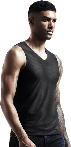 Camisetas de verano transpirables de seda de hielo para hombre, camisetas sin mangas para cultiva el movimiento de fitness en V, camisetas rojas