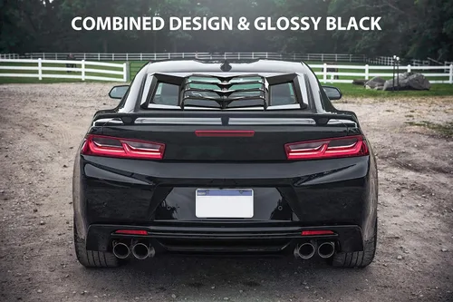 Miniatura 4 de Rejillas de Ventana Trasera y Lateral para Camaro 16-22, Rejilla de Ventana Negro Brillante Cubierta de Parasol Estilo GT Lambo para Chevrolet Chevy